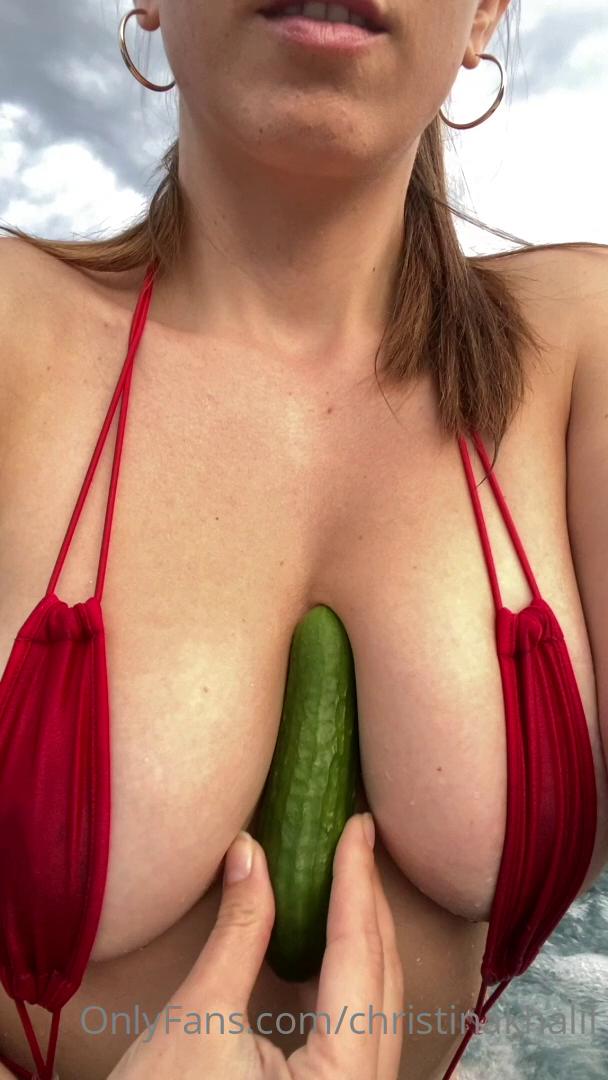 Christina Khalil Sucking Cucumber Pool Video Leaked 8