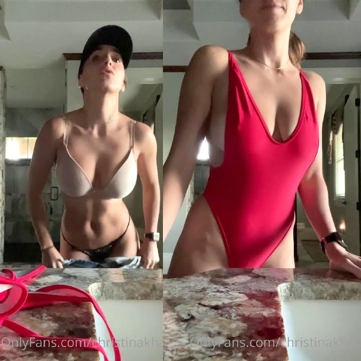Christina Khalil Sexy Red Bikini Dance