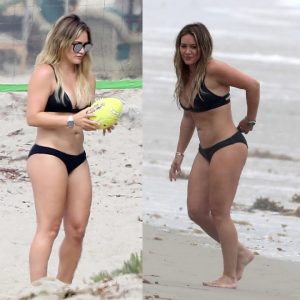 Hilary Duff Sexy Black Bikini Beach Play Set Leaked
