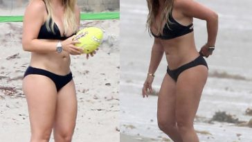 Hilary Duff Sexy Black Bikini Beach Play Set Leaked