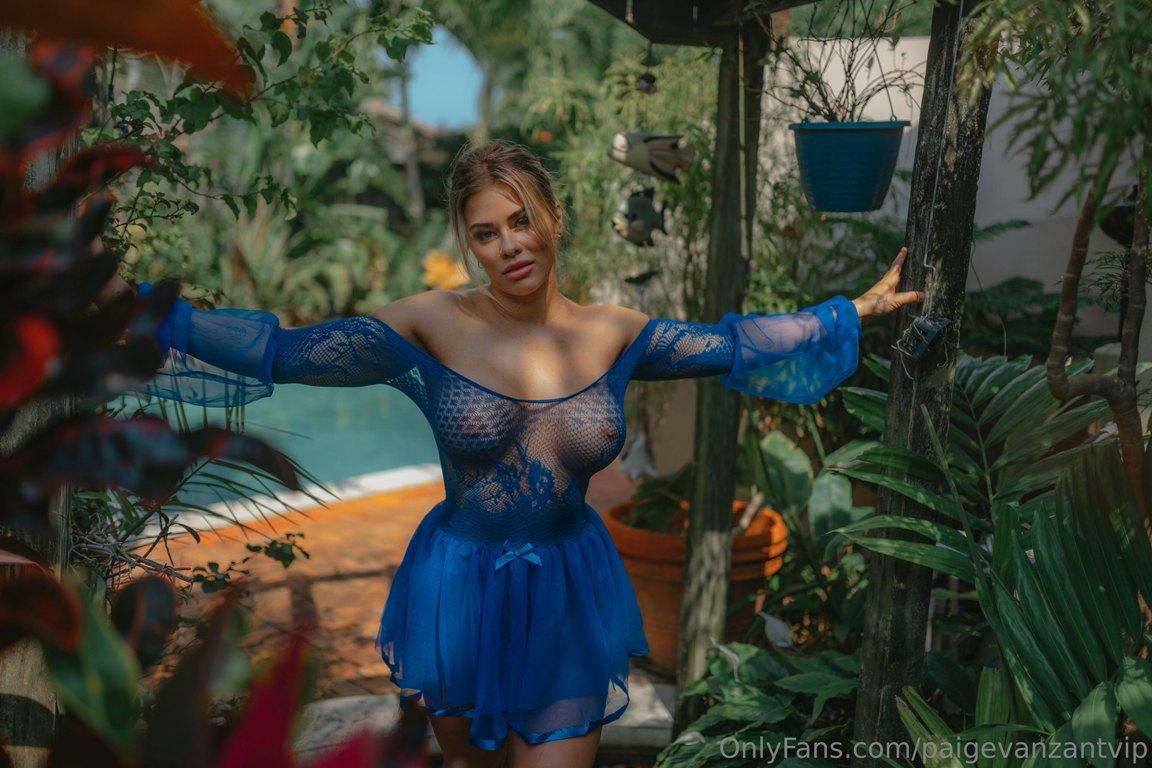 Paige VanZant Blue Mesh Lingerie See-Through OnlyFans Set Leaked