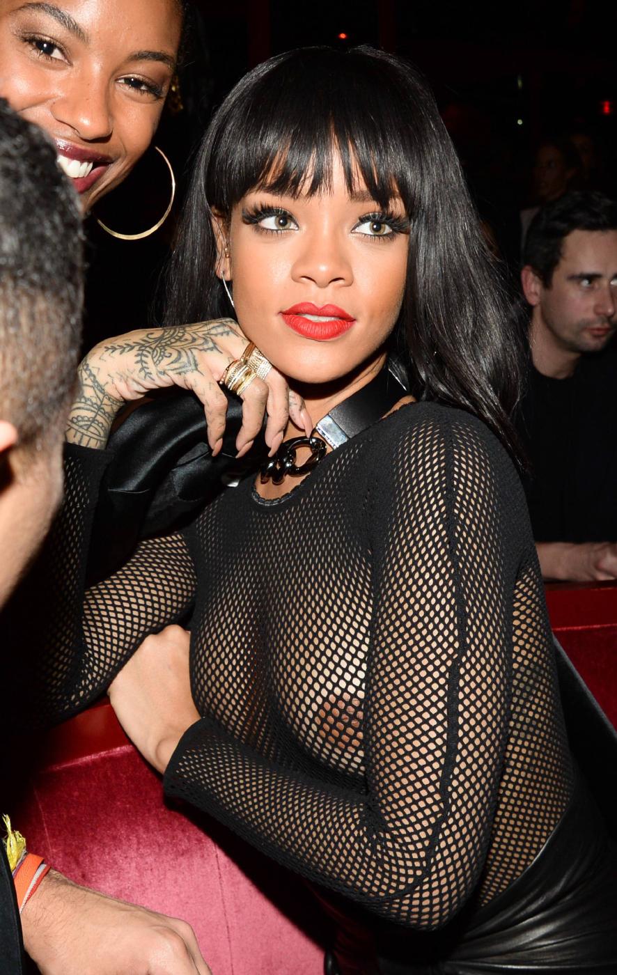 Rihanna Nude See Through Sheer Mesh Nipple Slip Leaked 3
