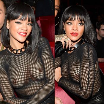 Rihanna Nude See Through Sheer Mesh Nipple Slip Leaked