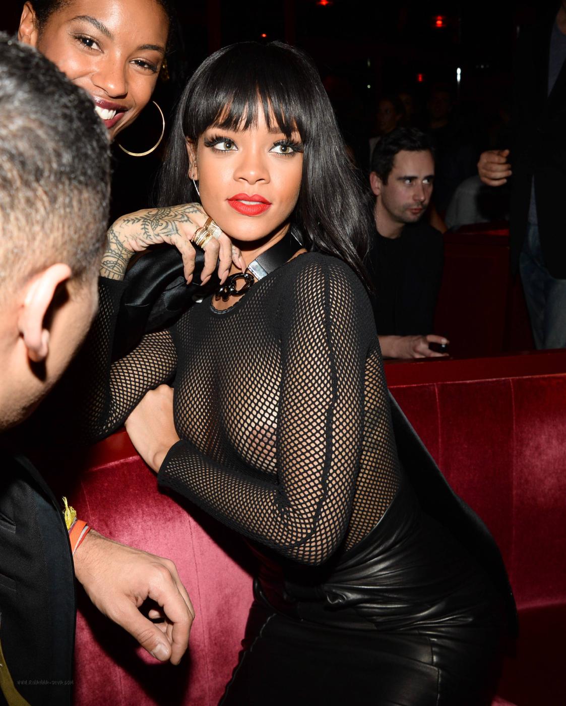 Rihanna Nude See Through Sheer Mesh Nipple Slip Leaked 8